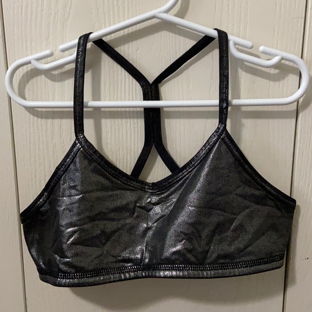 Ivivva Black and Metallic Silver Sports Bra